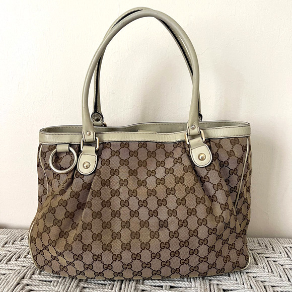 GUCCI GG Sukey Beige Canvas and Leather Tote - Picture 1 of 16